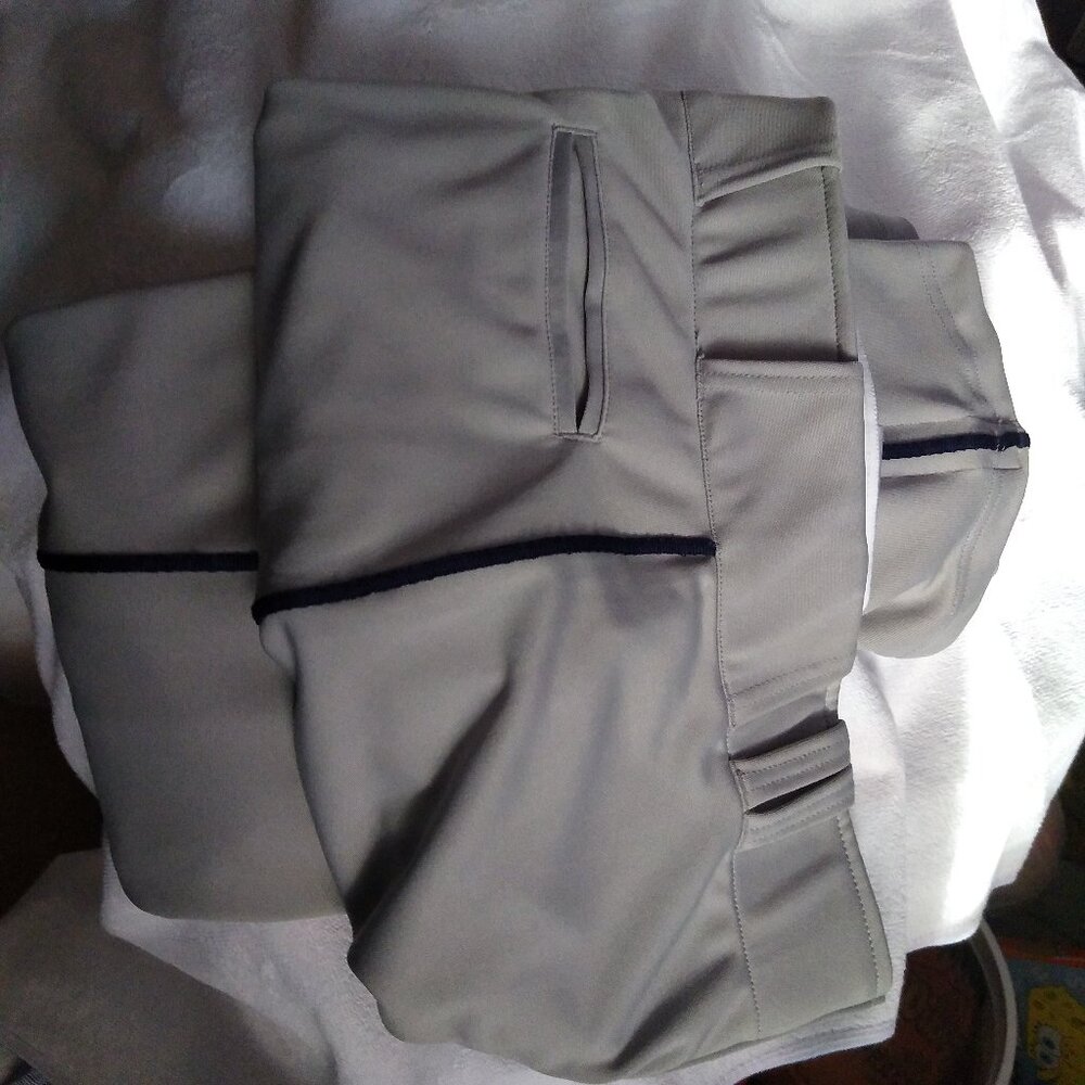 Champo mens baseball pants size medium, gray w/navy piping